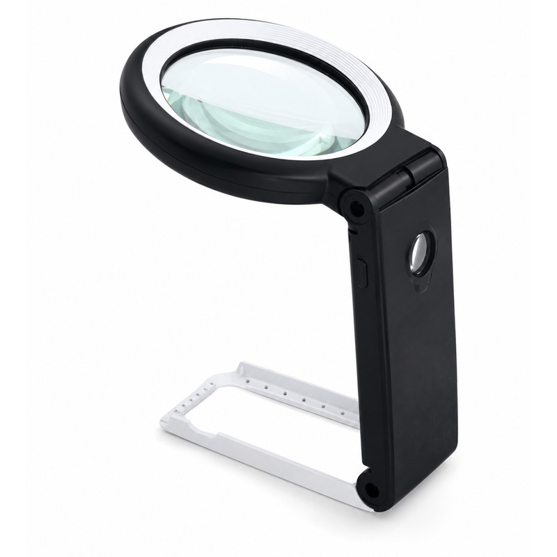 30X/10X LED Magnifying Glass for Reading – Foldable Handle and