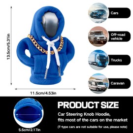 Shift Knob Hoodie for Car, Gear Stick Hoodie, Gear Stick Cover, Gear Shift Knob Cover with Necklace, Universal Car Decorations, Auto Interior Accessories for Most Vehicles (Blue)