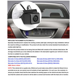 car reverse camera Compatible with Car Mercedes M-Class W163 S-Class W220 C-Class W203 CL-Class C215 CLS-Class W219 E-Class W210 W211 Night vsion IP69 Waterproof 170° CCD HD