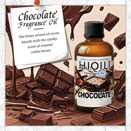 HIQILI Chocolate Fragrance Oil for DIY Candle, Soap & Bath Salts Making, Long Lasting Scents for Home Essential Oil Diffuser - 1 Fl Oz