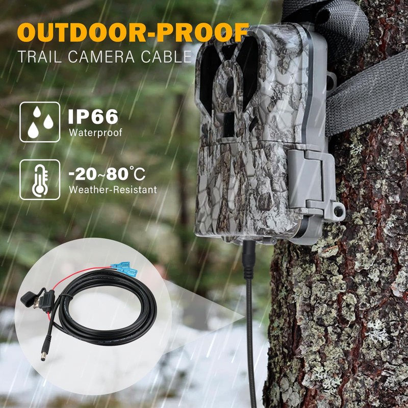 KSK 10FT Trail Camera Power Cord, 5.5x2.1mm DC External Power