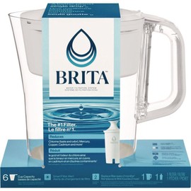 Brita 36089 6-Cup Denali Water Filter Pitcher with Filter - White (2/CT) New