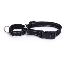 Pimaodog Martingale Dog Collars - Reflective Dog Collar with Quick Release Buckle Adjustable Nylon Training Dog Collar for Puppies Small Medium Large Dogs (M, Black)