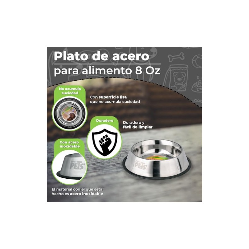 Fancy Pets Plato de Acero Inoxidable para Perro con 8