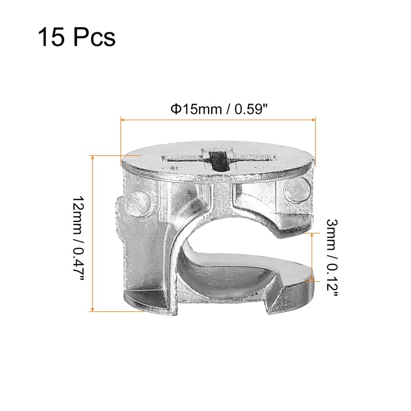 sourcing map Furniture Cam Lock Fasteners 15 x 12mm, 15Pcs