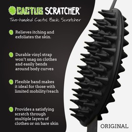 Cactus Scratcher Original Back Scratcher for Itching Relief, 2-Sided Aggressive & Soft Spike, Long Handheld, Ideal for Hard-to-Reach Area – Perfect for Mother's Day Gifts for Mom, Gift for Her (Black)