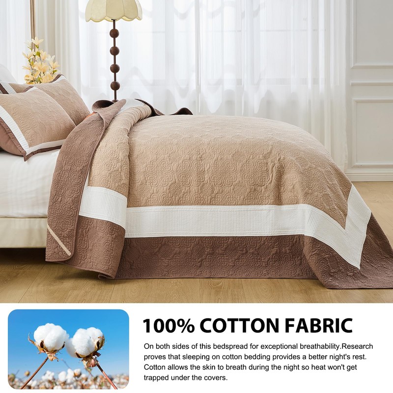 DDUOXIN Lightweight King Bedspread 120"x120" - 100% Cotton Reversible Oversized