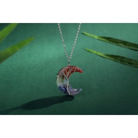 XIANNVXI 7 Chakra Crystal Necklaces for Women Chakra Necklaces Moon Tree of Life Pendant Wire Wrapped Natural Resin Reiki Spiritual Necklaces Jewellery Mothers Day Gifts
