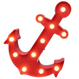 Vicila - Letreros de marquesina con forma de anclaje, luces LED para marquesina azul, decoración de noche, lámpara de mesa y pared para decoración de verano y día festivo del hogar (rojo)