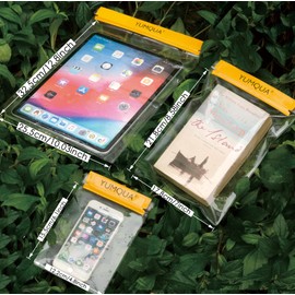 YUMQUA Clear Waterproof Bags 5 Pack Set, Watertight Pouch Holder for Document Map Camera Mobile Phone Car Key, fits Kayaking Boating Hiking Water Sports, Yellow