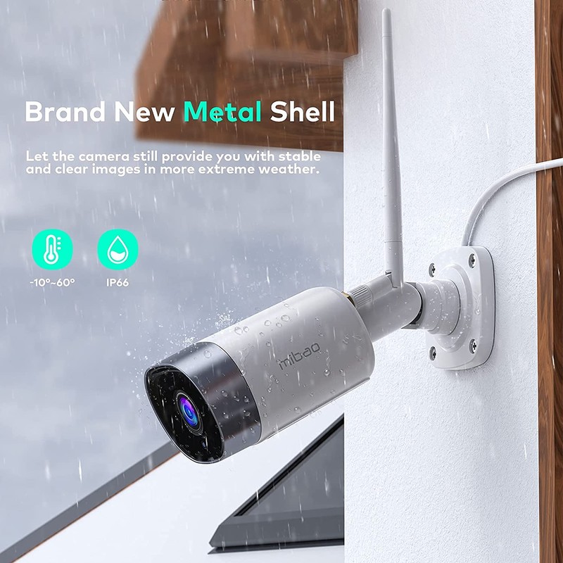 mibao CCTV Security Camera Outdoor, 1080P WiFi Security Camera, IP66