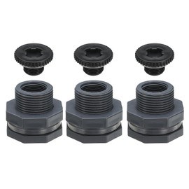PATIKIL PATIKIL PVC Bulkhead Fitting mit Stecker G 3/4, 3 St??ck Doppelt Gewinde Bulkhead Wasserbeh?lter Anschluss mit PVC Dichtung Dichtung f??r Regeneimer, Sp??len, Aquarien, Grau