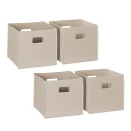 RiverRidge Folding Storage Bins with Handles Taupe Cube Storage Organizer for Closet, Bedroom & Playroom - Closet Organizers and Storage Set of 4