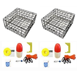 2-Pack of KUFA Vinyl Coated Crab Trap & Accessory kit (100' Poly Rope with line Weight,Clipper,Harness,Bait Bag & 11" Float) (S60+CAP1) x2