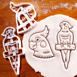 BAKERLOGY Set of 2 Cockatiel Cookie Cutters - Detailed Biscuit Cutter Design for Baking and Crafts, ideal on fondant, dough, clay