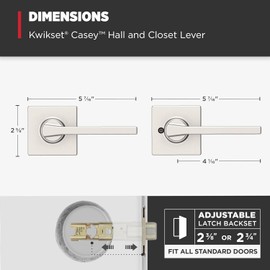 Kwikset Casey Interior Passage Door Handle Lever Satin Nickel Non-Locking Reversible with Microban Protection