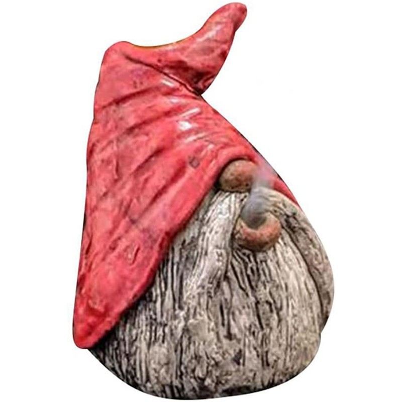 Miniature Gnome Backflow Incense Burner Funny Garden Gnomes Statue Smoke