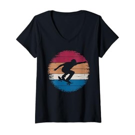 Womens Cool Skateboard Art for Men Women Skateboarding Skateboarder V-Neck T-Shirt
