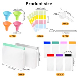 Frstem Protein Powder Travel Container Set,35 Pcs Single Dose Bags,5 Pcs Large Zip Bags,4 Pcs Funnels & Spoons,Reusable Protein Powder Container To Go,with 5 Sheet Labels,3 Pack Straw Cleaner Brush