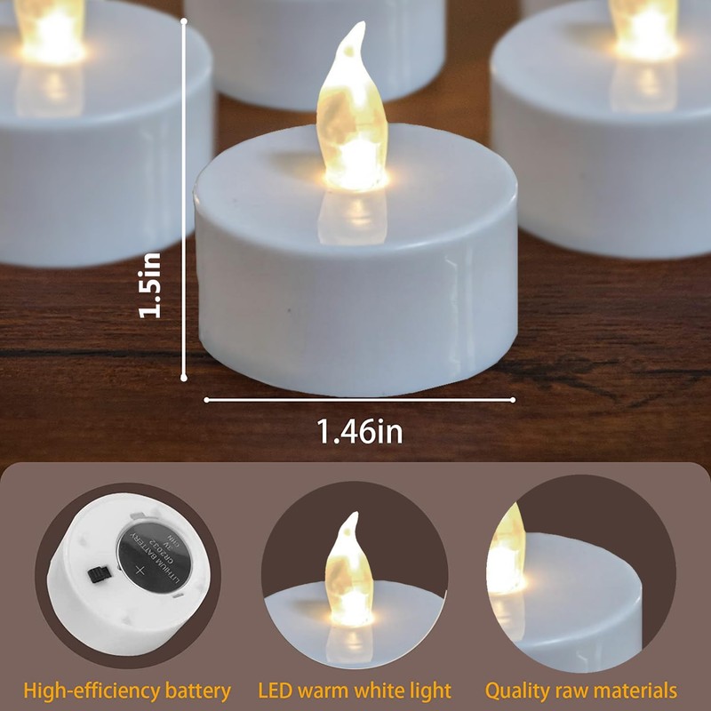 12 Pack Flameless Led Tea Lights Candles with Timer Battery