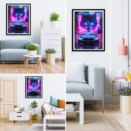 MXJSUA 5D DIY Wolf Diamond Painting, Sports Car Diamond Painting Full Kit, Diamond Painting Craft Rhinestone Cross Stitch Painting for Adults, 30x40 cm