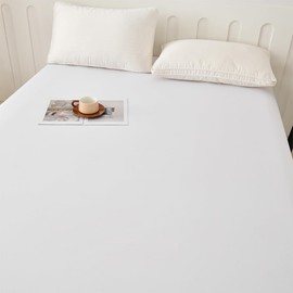 Fitted Sheet Queen Size - Soft & Breathable Cotton Bed Sheet, 15” Deep Pocket Elastic Bottom Sheet to Keep Mattress from Sliding, All Season, White