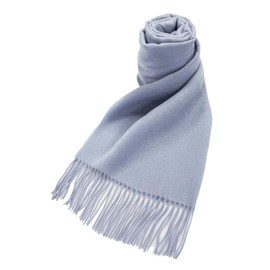 Vita Natur: Cashmere Blend Wool Stole, 95% Wool, 5% Cashmere, Large, Plain, Checkered Stole (74.8 x 23.6 inches (190 x 60 cm), 23 Colors Available, sax blue