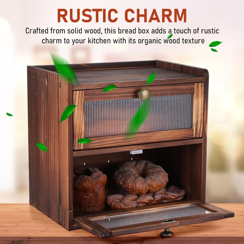 ULTECHNOVO Bread Box for Kitchen Countertop - Double Layer Bread