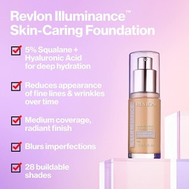 Revlon Illuminance Skin-Caring Liquid Foundation, Hyaluronic Acid, Hydrating...