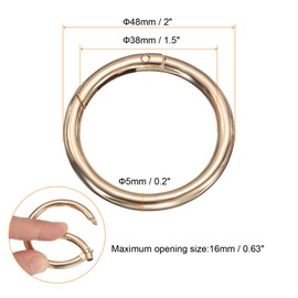 HARFINGTON 2pcs Metal Spring O Rings 1.5" Trigger Spring Keyrings Buckle Round Snap Clip for DIY Keychains Bag Purse Handbag, Gold