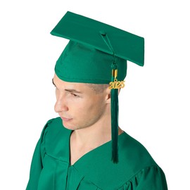 GraduationMall Unisex Adult Matte Graduation Cap with 2022 Tassel Emerald Green