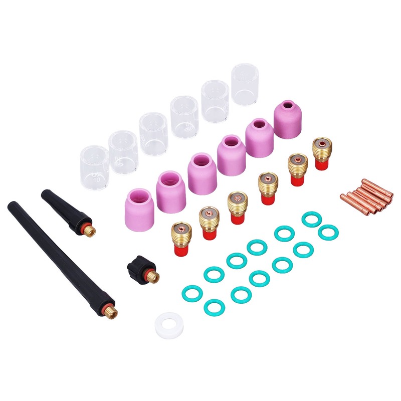 40Pcs TIG Welding Torch Accessories Kit Collet Alumina Nozzle Gas