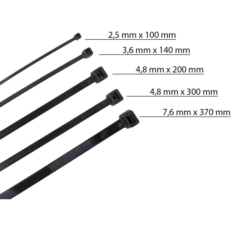 HORZEFIX Cable Ties Pack of 100 Black Long UV Resistant