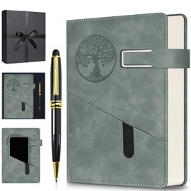 Lined Notebook Journal for Men Women, 365 Pages Numbered College Ruled Notebook, Hardcover Leather Journal with Pen & Gift Box, Thick Daily Diary, Professional Notebooks for Work, School, Business, A5