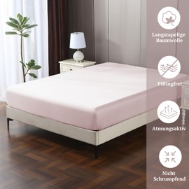 SOULFUL Satin Fitted Sheet 180 x 200 cm Cotton, 100% Long Staple Cotton Cooling Bed Sheet up to 25 cm Mattress Height Suitable for Allergy Sufferers, Oeko-Tex Certified, Dusky Pink