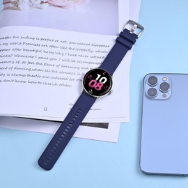 Anbeer Correa de reloj de silicona de 16 mm de liberación rápida de goma para hombres y mujeres, azul con hebilla de acero inoxidable negra