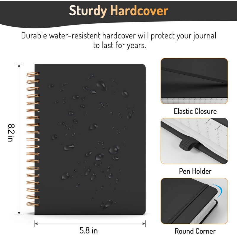Forvencer Lined Spiral Journal Notebook with 300 Numbered Pages, A5