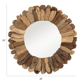Creative Co-Op Round Layered Driftwood Framed Mirror, Natural