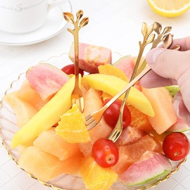 lyfLux Juego de 15 piezas de esparcidor de mantequilla de queso dorado, esparcidor de mantequilla, clip de repostería, tenedor y cuchara con hoja, utilizado para mantequilla, pastelería y comer