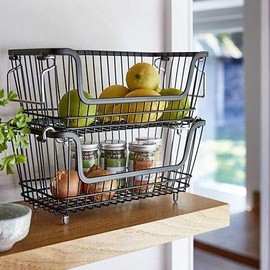 Lakeland Large Multi-Purpose Stackable Wire Storage Basket With Carry Handles