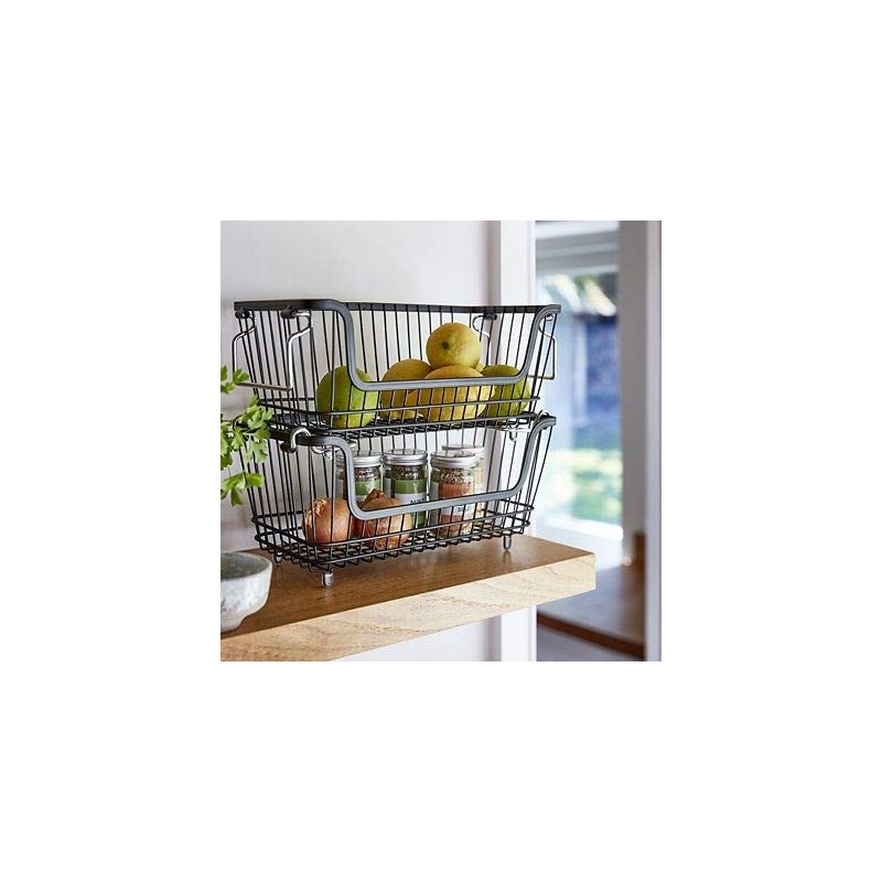 Lakeland Large Multi-Purpose Stackable Wire Storage Basket With Carry Handles