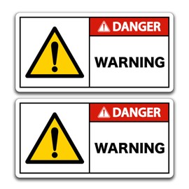 2 PCS Safety Warning Sign, 4 * 2 IN Self Adhesive Warning Stickers Waterproof and UV Resistant Danger Sign for Workshop Machine Red, Black and White