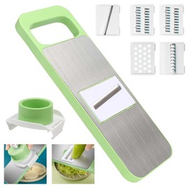 Cortador de Verduras, Rebanador de Verduras con 5 Vuchillas de acero inoxidable, Mandolina Multifuncional para Cocina, Ensaladas y hogar - Diseño ergonómico, Seguro y fácil de Limpiar