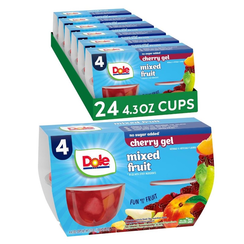 Dole Fruit Bowls Mixed Fruit in Cherry Flavored Gel Snacks,