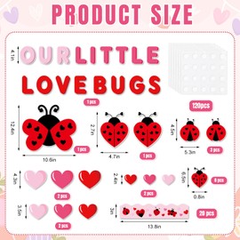 JarThenaAMCS Valentine's Day Bulletin Board Decorations Love Bug Paper Cutouts Heart Name Tags for School Classroom Chalkboard Wall Door Party Decor