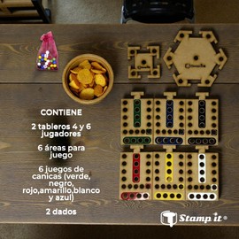 Stamp it Juego de Mesa No te enojes, Juego para Adultos, (MDF) Ideal para Reuniones con Amigos y Familiares, Juego de 4 a 6 Jugadores, Práctico para
