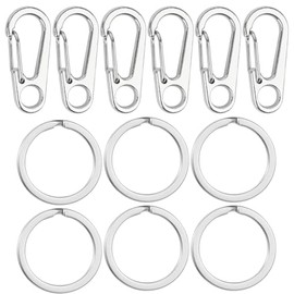 WOLMIK 6 Pcs Mini Carabiner Clip, Metal Keyring Clips, Snap Hook Small Carabiner Clips for Keys, Backpack, Fishing, Camping, Outdoor