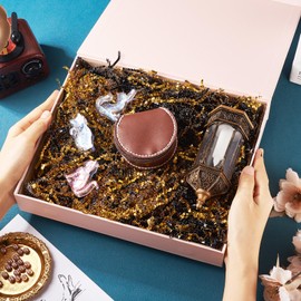 Beadthoven Metallic Crinkle Paper Shred Filler - Black Gold - Gift Box Filler Paper Confetti for Gift Basket Filling Shredded Paper Stuffing for Christmas Wedding Birthday Holiday Party 3.5oz 3mm