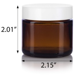Amber Glass Straight Sided Jar with White Foam Lined Lids - 2 oz (6 Pack)