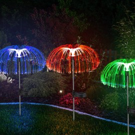 Outdoor Solar Garden Lights,New Upgraded Solar Outdoor Lights Waterproof 7 Color Changing double Jellyfish and Star Solar Flower Lights for Garden Decor,Yard Decor,Outdoor Decor,Gifts(1 Pack)